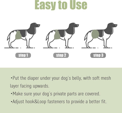 Washable Male Dog Belly Wraps - Pack of 3 (Small: 11"-14" Waist)