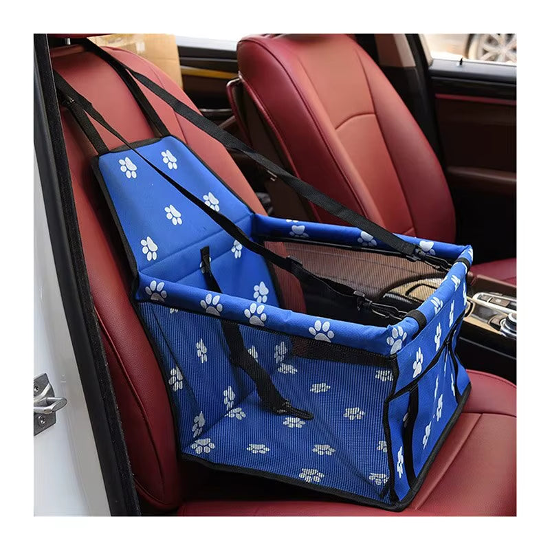 Premium Pet Dog Car Booster Seat with Safety Belt - Foldable Mesh Travel Basket for Dogs