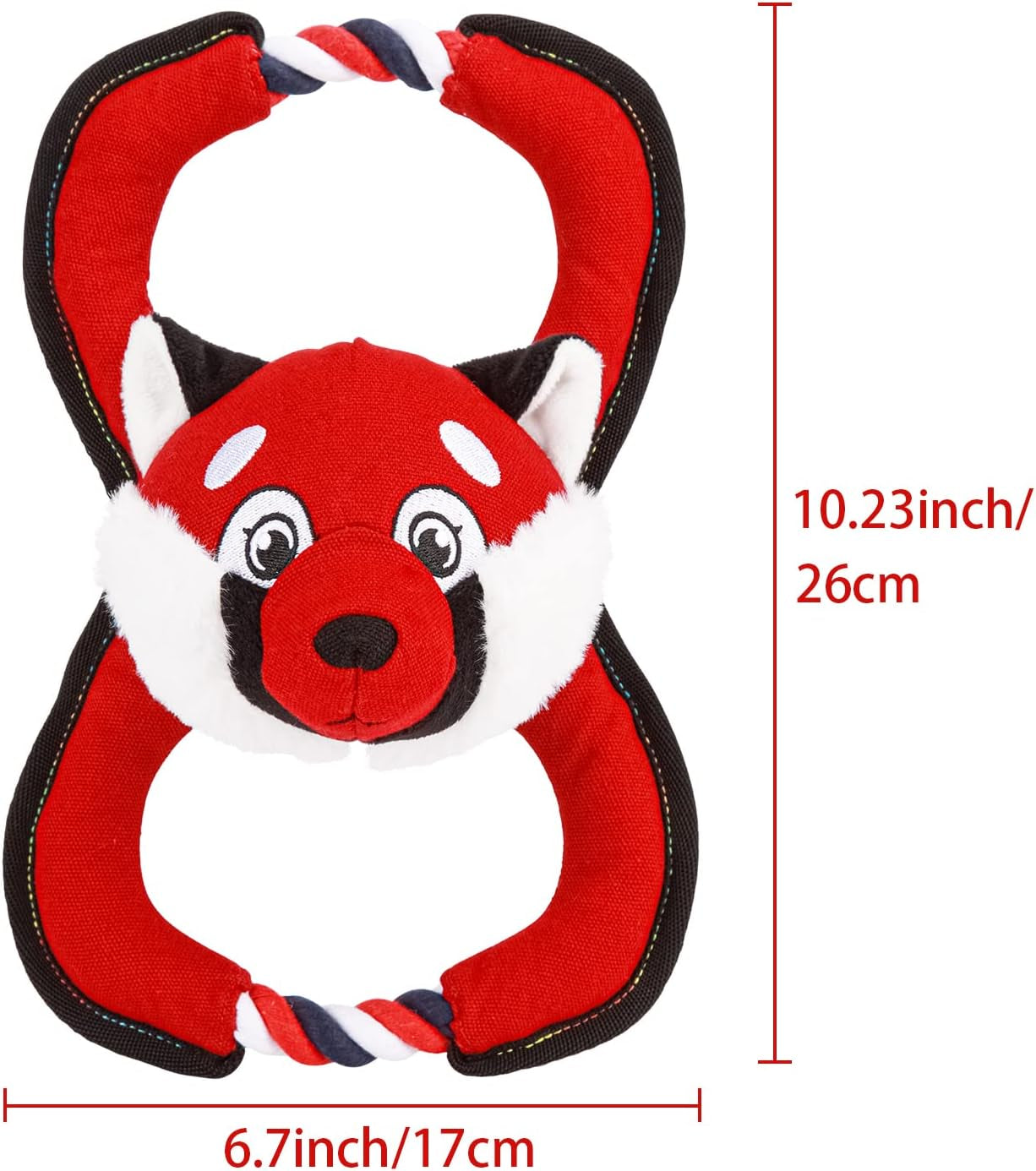 Interactive Plush Dog Toy with Rope - Squeaky Red Fox Design for Aggressive Chewers, Ideal for Small to Large Dogs, Perfect for Tug of War Play