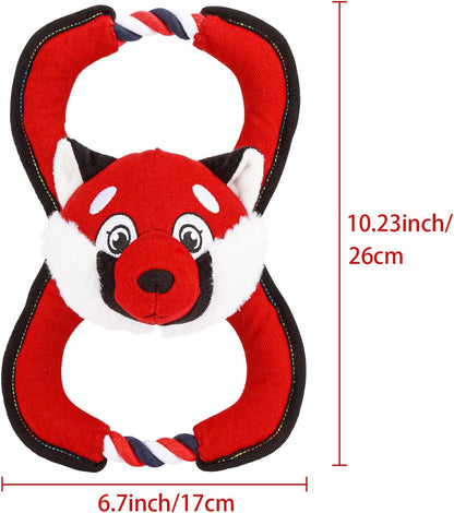 Interactive Plush Dog Toy with Rope - Squeaky Red Fox Design for Aggressive Chewers, Ideal for Small to Large Dogs, Perfect for Tug of War Play