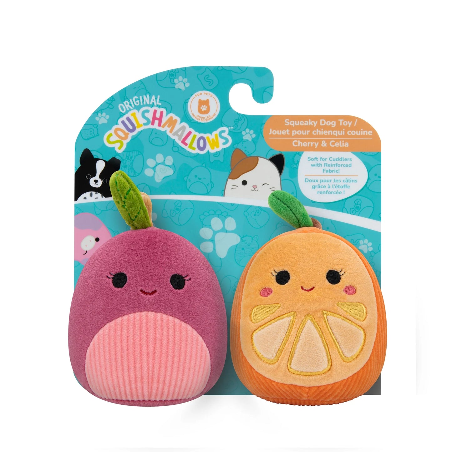 Original 3.5-Inch Plush Dog Toy Set: Cherry the Red Cherry and Celia the Orange Slice (2-Pack)