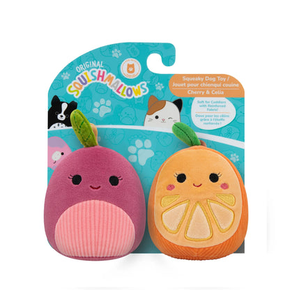 Original 3.5-Inch Plush Dog Toy Set: Cherry the Red Cherry and Celia the Orange Slice (2-Pack)