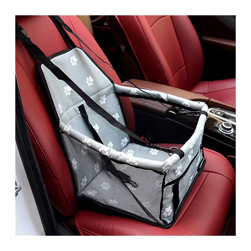 Premium Pet Dog Car Booster Seat with Safety Belt - Foldable Mesh Travel Basket for Dogs