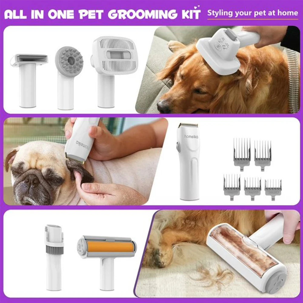 Homeika Professional Dog Grooming Kit: 3L Pet Hair Vacuum with 99% Suction Power, Silent Grooming Device, and Dog/Cat Hair Removal Brush