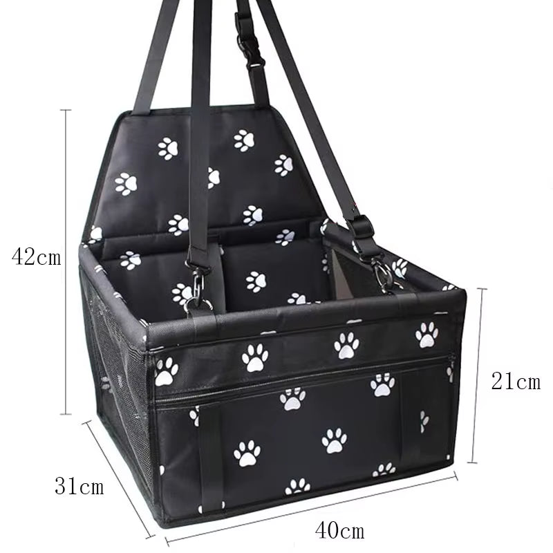 Premium Pet Dog Car Booster Seat with Safety Belt - Foldable Mesh Travel Basket for Dogs