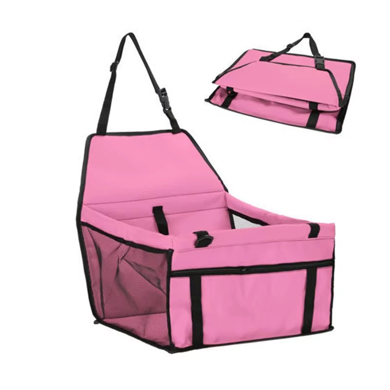 Premium Pet Dog Car Booster Seat with Safety Belt - Foldable Mesh Travel Basket for Dogs