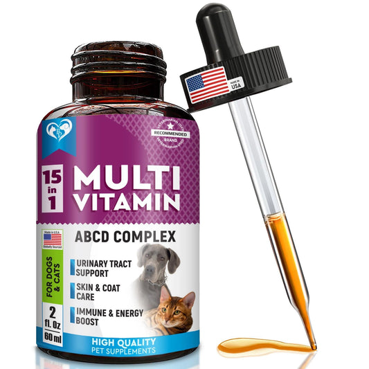 Multivitamin Liquid Supplement for Cats and Dogs with Glucosamine and Cranberry Extract