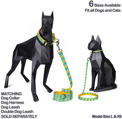 Tropical Pineapple Cat and Dog Collar and Leash Set for Cats, Puppies, and Small to Large Dogs