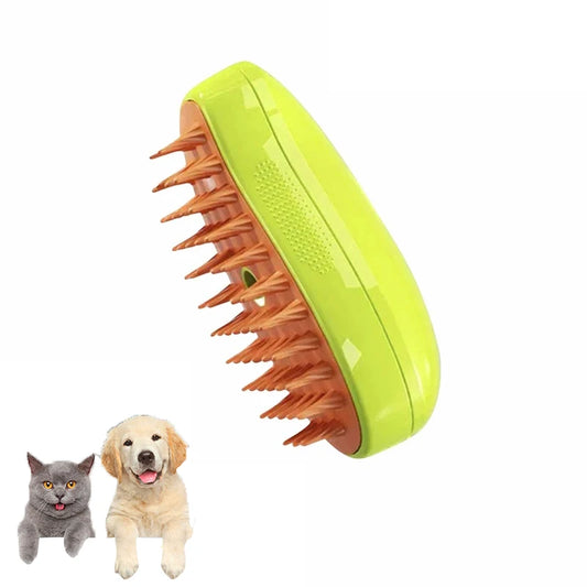 3-in-1 Steam Cat Grooming Brush with Self-Cleaning Function for Knot and Loose Hair Removal
