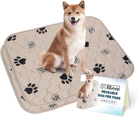 Reusable Dog Training Pads, Washable Waterproof Mats for Potty Training and Whelping, Rounded Corners, 16.5 x 19.5 Inches, Set of 2