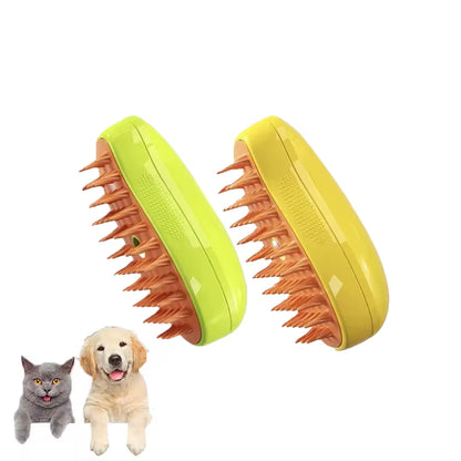 3-in-1 Steam Cat Grooming Brush with Self-Cleaning Function for Knot and Loose Hair Removal