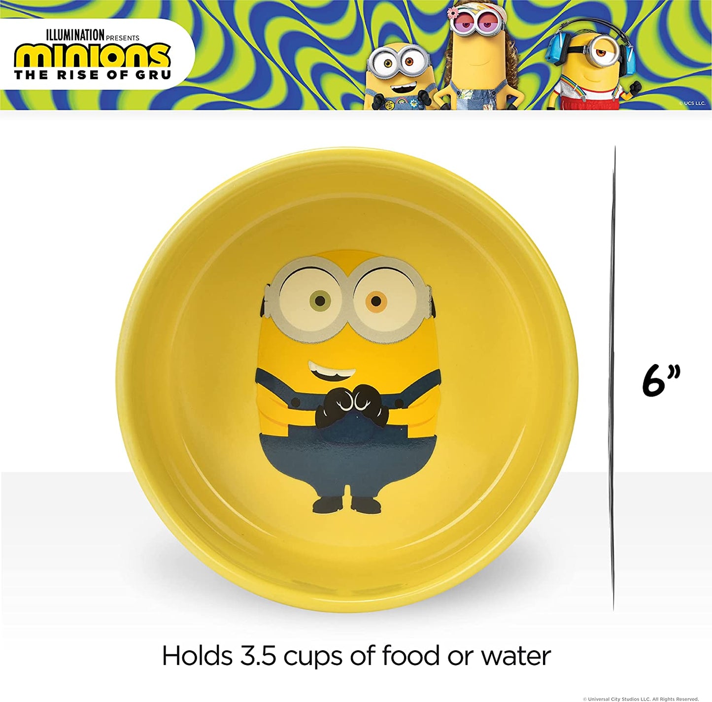 Bob Ceramic Dog Food and Water Bowl - 6" or 3.5 Cups | Officially Licensed Universal Studios Pet Product