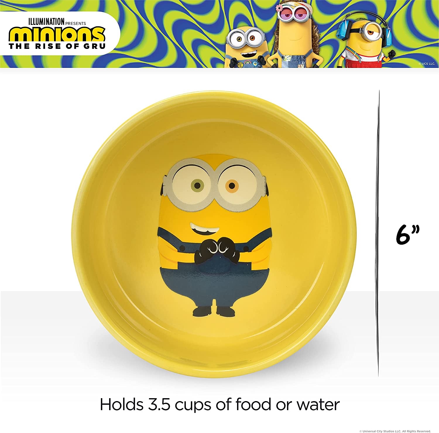 Bob Ceramic Dog Food and Water Bowl - 6" or 3.5 Cups | Officially Licensed Universal Studios Pet Product
