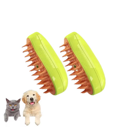 3-in-1 Steam Cat Grooming Brush with Self-Cleaning Function for Knot and Loose Hair Removal