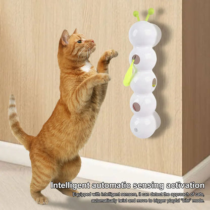 Rechargeable Motion-Activated Interactive Caterpillar Cat Toy with Engaging Tail for Indoor Play
