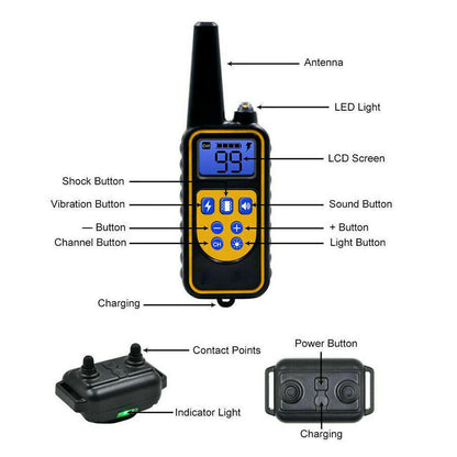 3000 FT Rechargeable Remote Dog Training Collar - Waterproof Shock Trainer