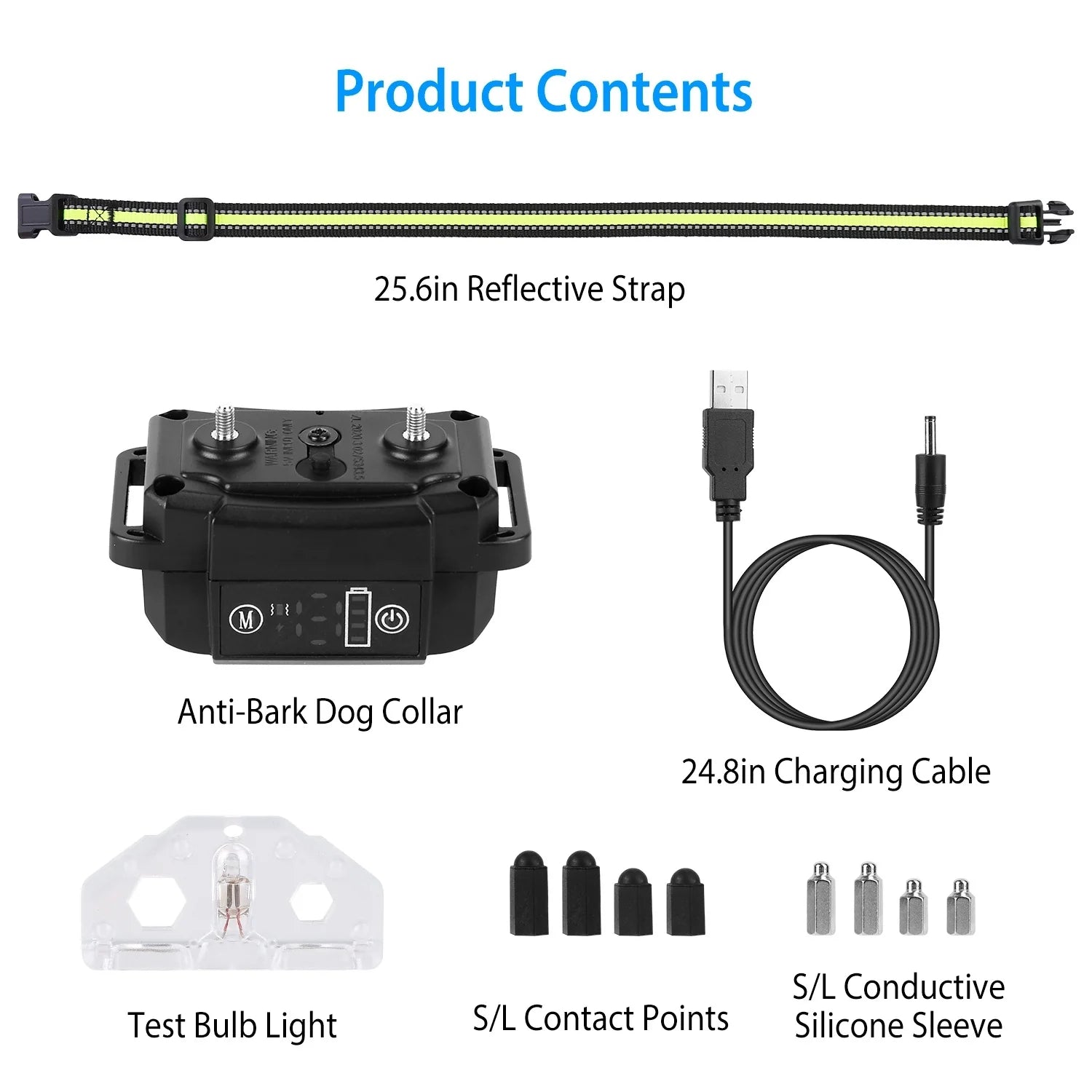 Rechargeable Waterproof Dog Bark Collar with Automatic Identification and Dual Mode Stimulation (Beep, Vibration, Static) - 6 Intensity Levels