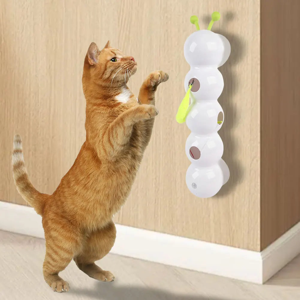 Rechargeable Motion-Activated Interactive Caterpillar Cat Toy with Engaging Tail for Indoor Play
