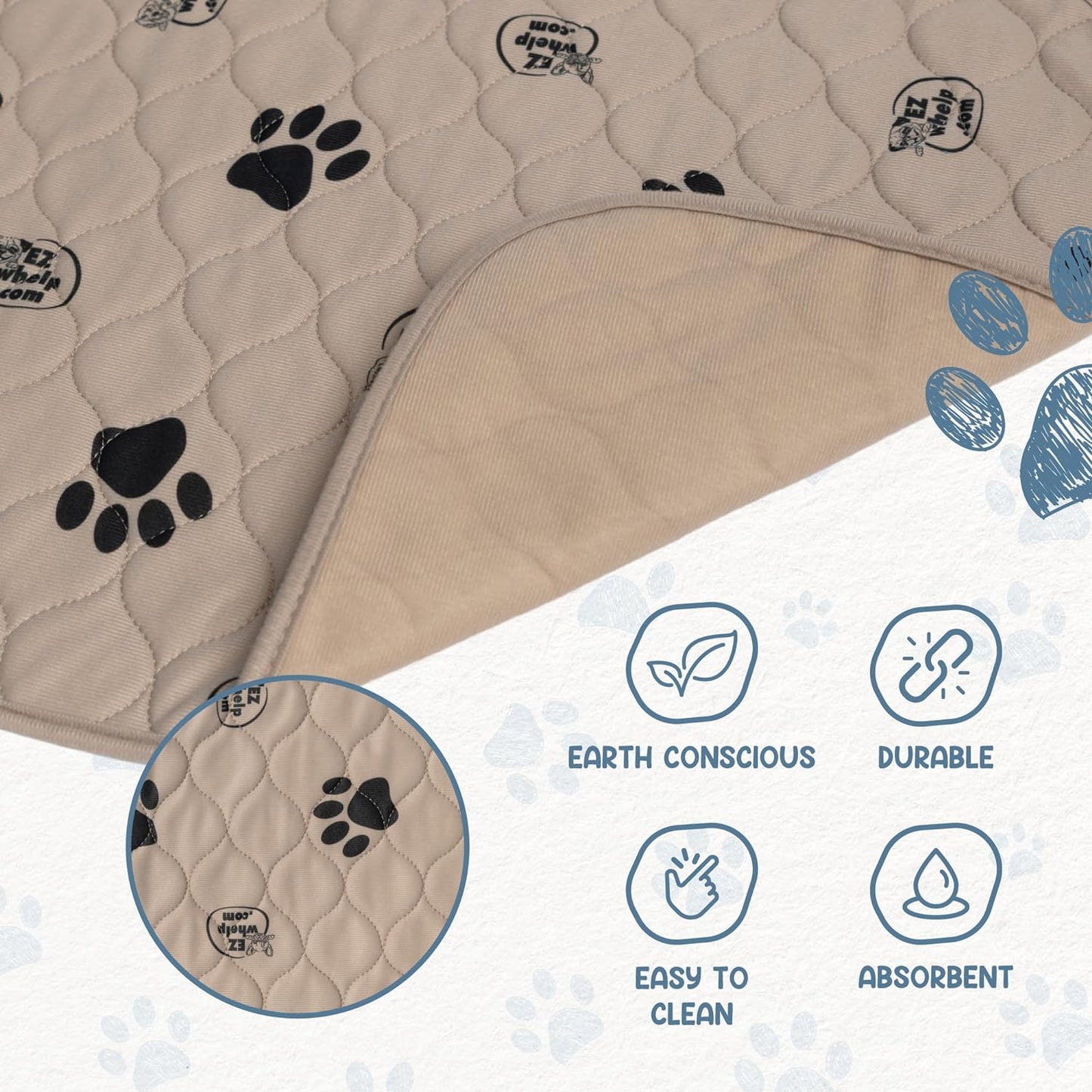 Reusable Dog Training Pads, Washable Waterproof Mats for Potty Training and Whelping, Rounded Corners, 16.5 x 19.5 Inches, Set of 2