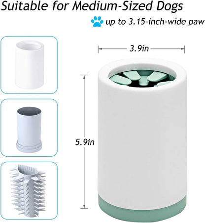 Portable Pet Foot Cleaning Cup for Small to Medium Dogs and Cats - Effective Mud Removal, Green Size L