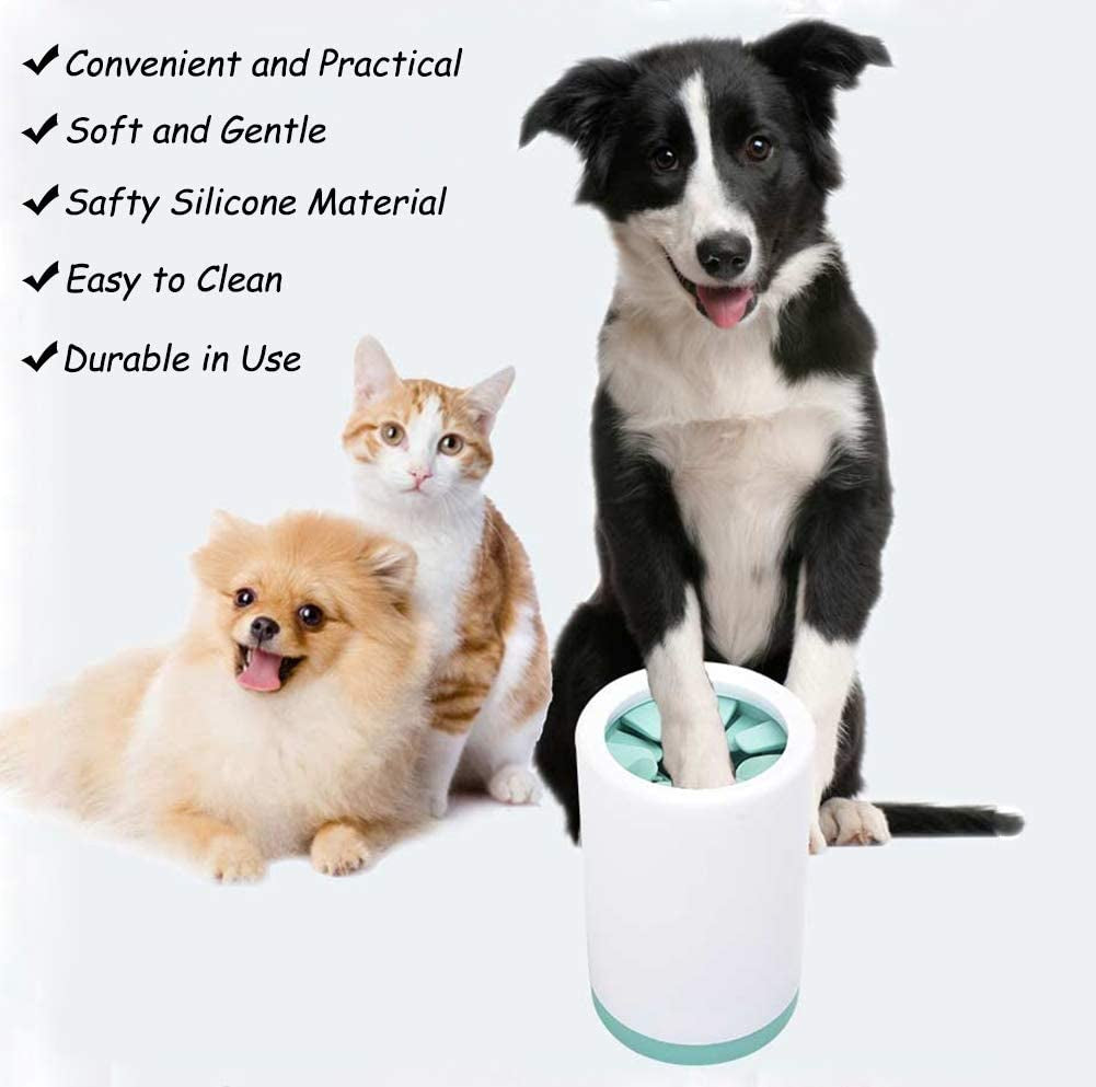 Portable Pet Foot Cleaning Cup for Small to Medium Dogs and Cats - Effective Mud Removal, Green Size L