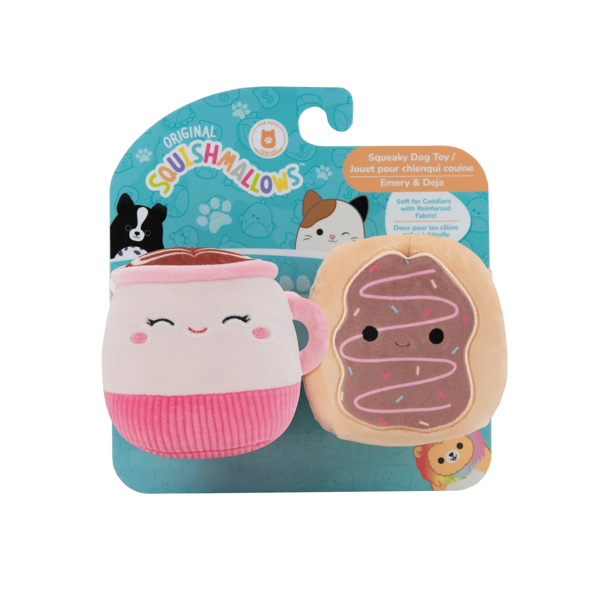 Original 3.5-Inch 2-Pack Emery Latte and Deja Donut Plush Dog Toys Set