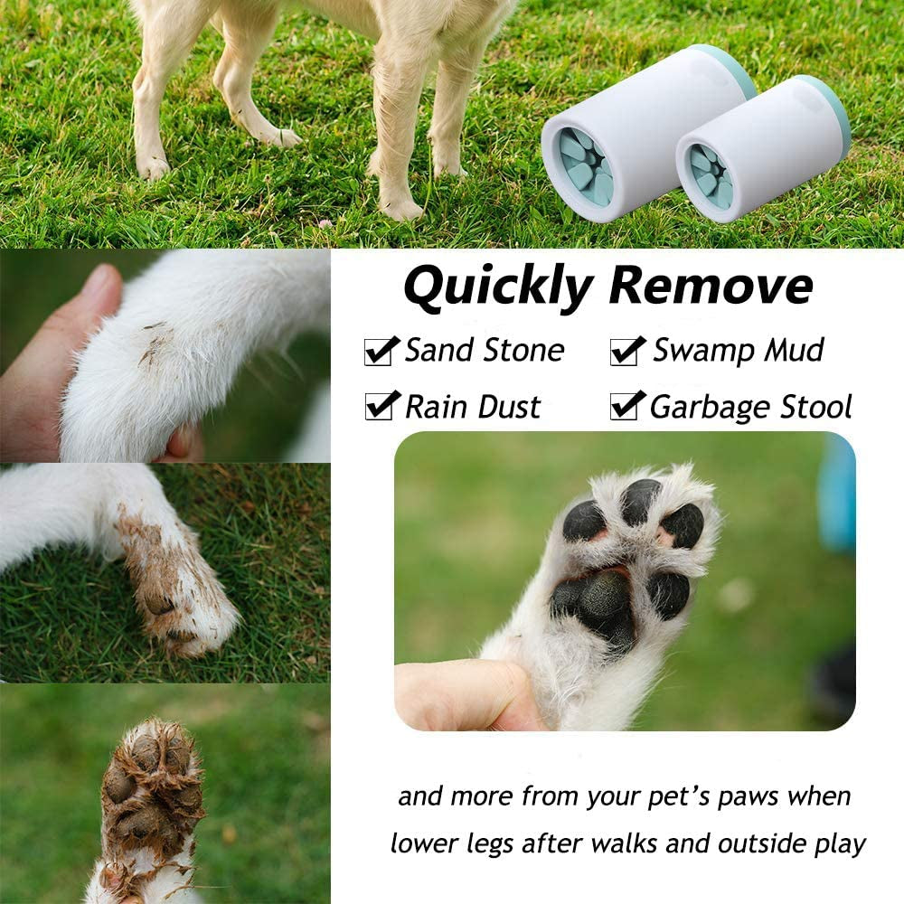 Portable Pet Foot Cleaning Cup for Small to Medium Dogs and Cats - Effective Mud Removal, Green Size L